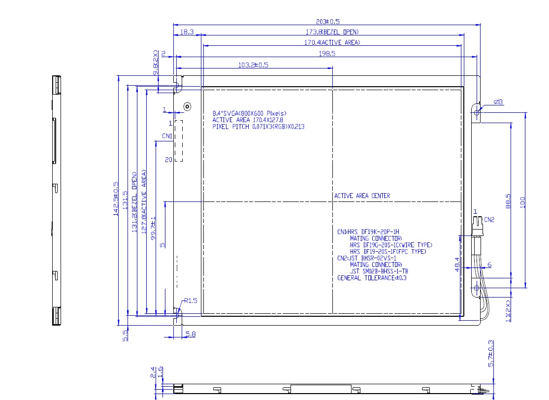 B084SN03 Panel Type TFT Panel Size 8.4 Panel Resolution 800 x 60